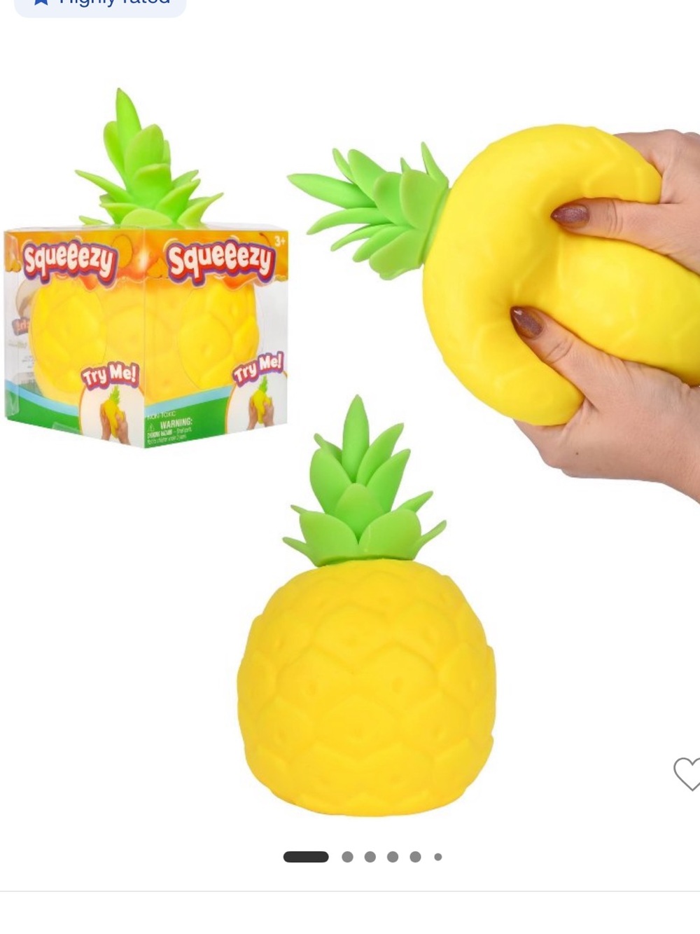Squeezy Pineapple Squishy Toy - Yellow & Green